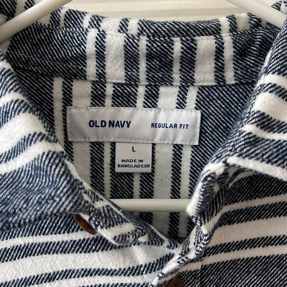 Men’s Old Navy Heavyweight Flannel Shirt, Size Large, Blue & White - Picture 3 of 3